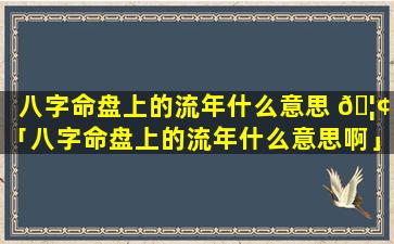 八字命盘上的流年什么意思 🦢 「八字命盘上的流年什么意思啊」